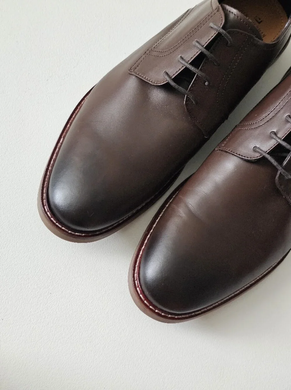 Ben Sherman Brent Plain Toe Leather Derby Dress Shoes Dark Brown Men's US 13 NWT